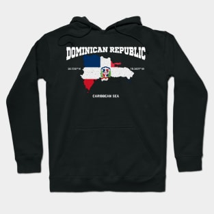 Vintage Dominican Republic Flag, Dominican coordinates, Dominican Republic location, Dominican Outfit Hoodie